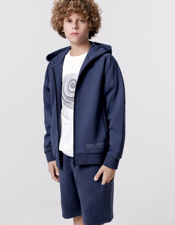 ikks Bermuda BATTLE bleu molleton tech fleece garçon