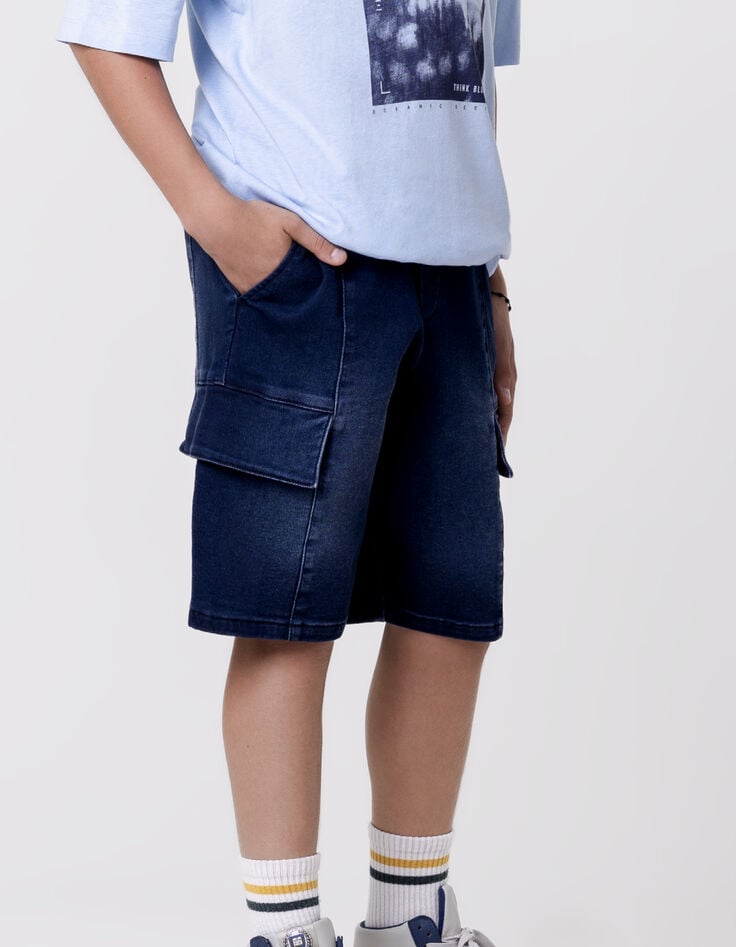 Ikks Bermuda BATTLE En Jean Bleu Forme Battle Garçon