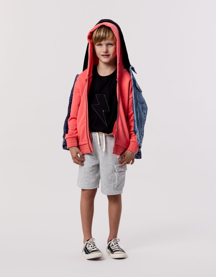 ikks Bermuda BATTLE gris ceinture contrastée garçon