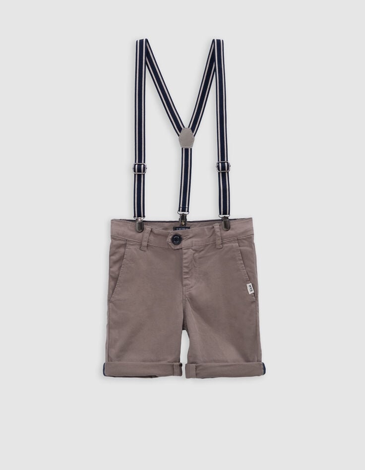ikks Bermuda cognac avec bretelles amovibles garçon