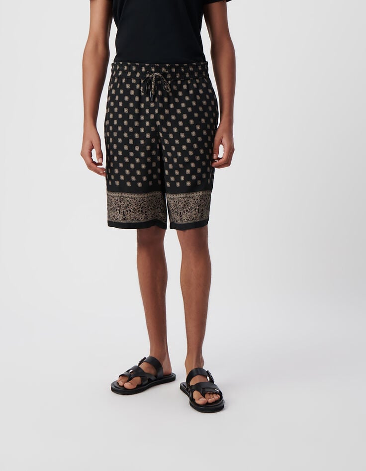 Ikks Bermuda COMFORT Noir Imprimé Motifs Balinais Homme