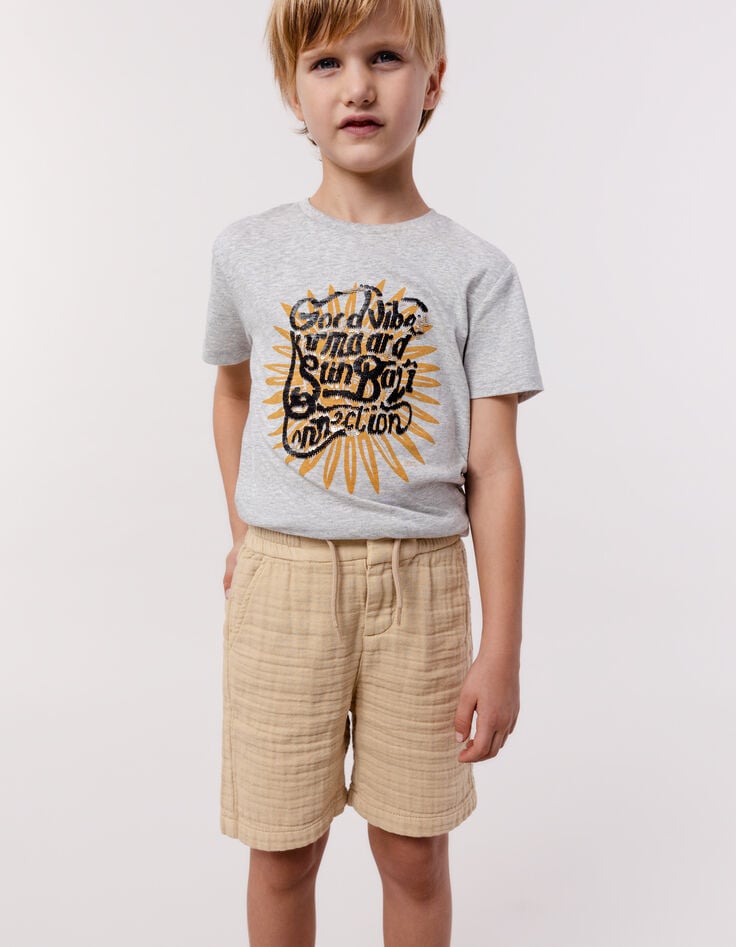 ikks Bermuda JOGGER LOOSE beige gaze de coton garçon