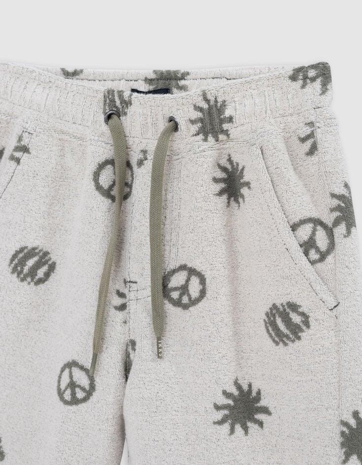 Ikks Bermuda Kaki éponge Motifs Peace And Love Garçon