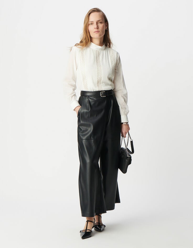 ikks Blouse blanc cassé coton bio décor passementerie Femme