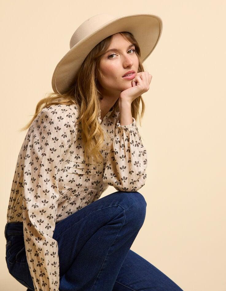 ikks Blouse blanc cassé imprimé pétales noirs I.Code