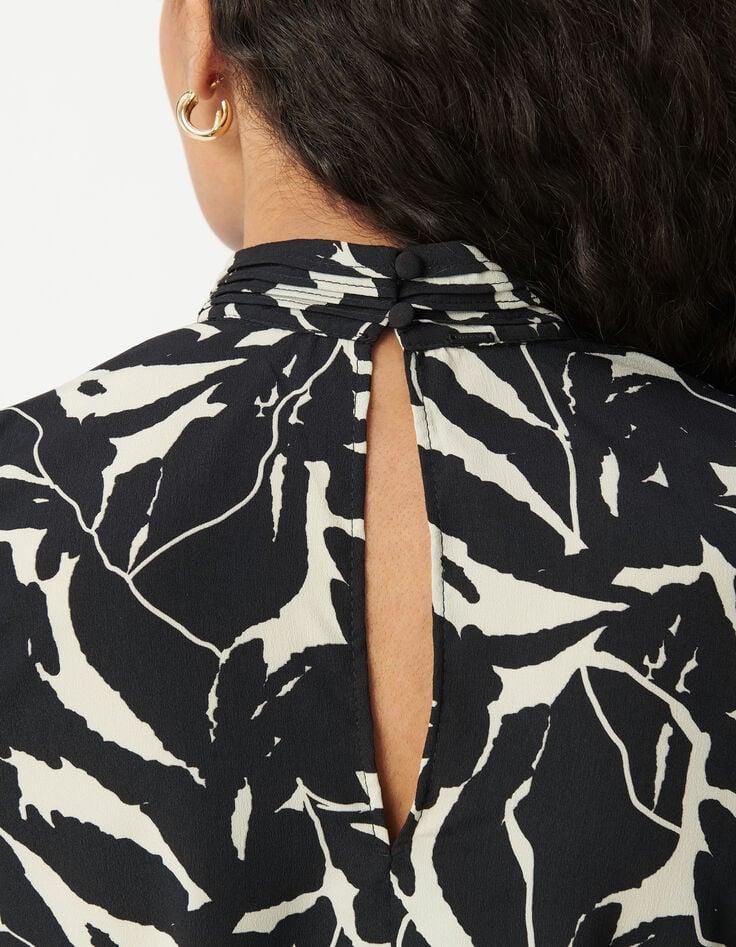 Ikks Blouse Fluide Noire Imprimé Fleurs Zébré Femme