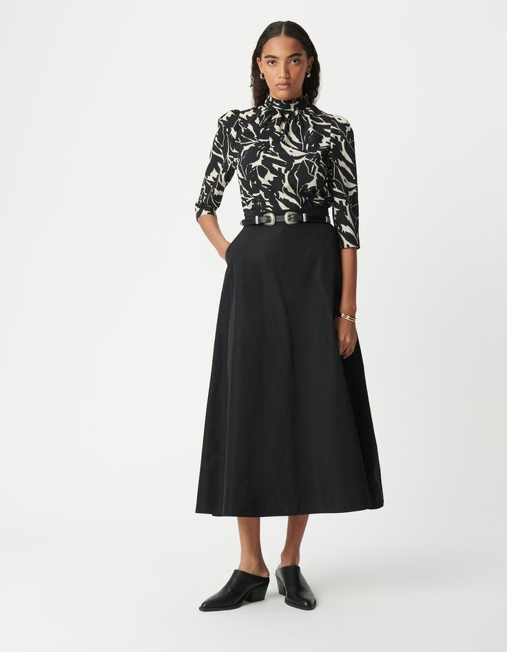 ikks Blouse fluide noire imprimé fleurs zébré Femme