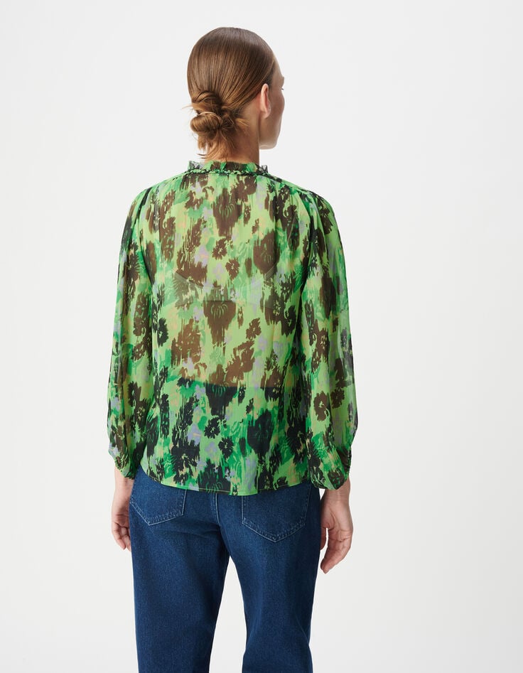 Ikks Blouse Verte Polyester Recyclé Imprimé Abstrait Femme
