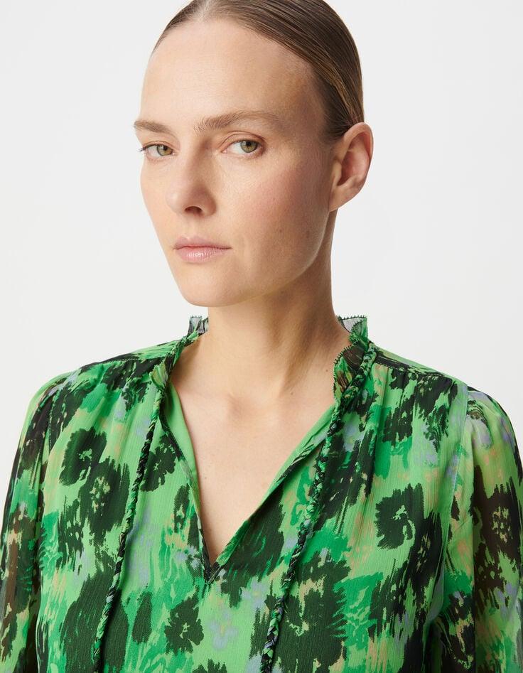 Ikks Blouse Verte Polyester Recyclé Imprimé Abstrait Femme