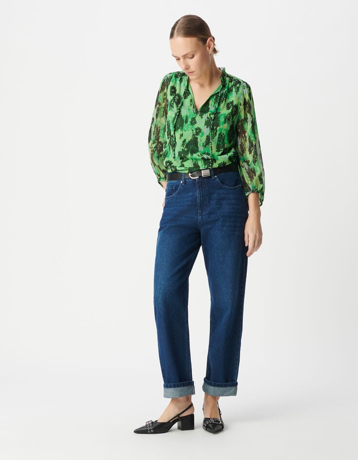 ikks Blouse verte polyester recyclé imprimé abstrait Femme