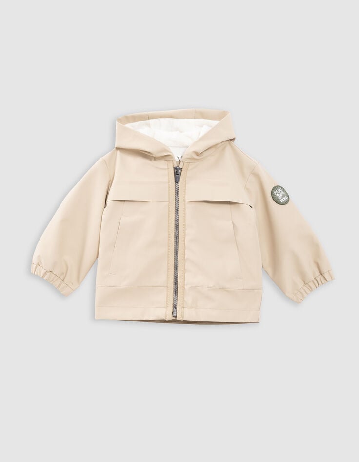 ikks Blouson beige à capuche polyester recyclé bébé garçon