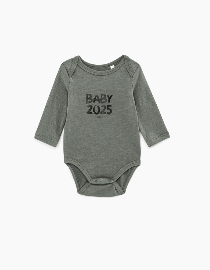 ikks Body kaki clair à personnaliser en coton bio bébé