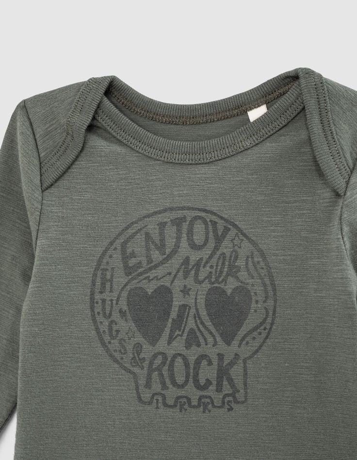 Ikks Body Kaki Clair Visuel Skull En Coton Bio Bébé