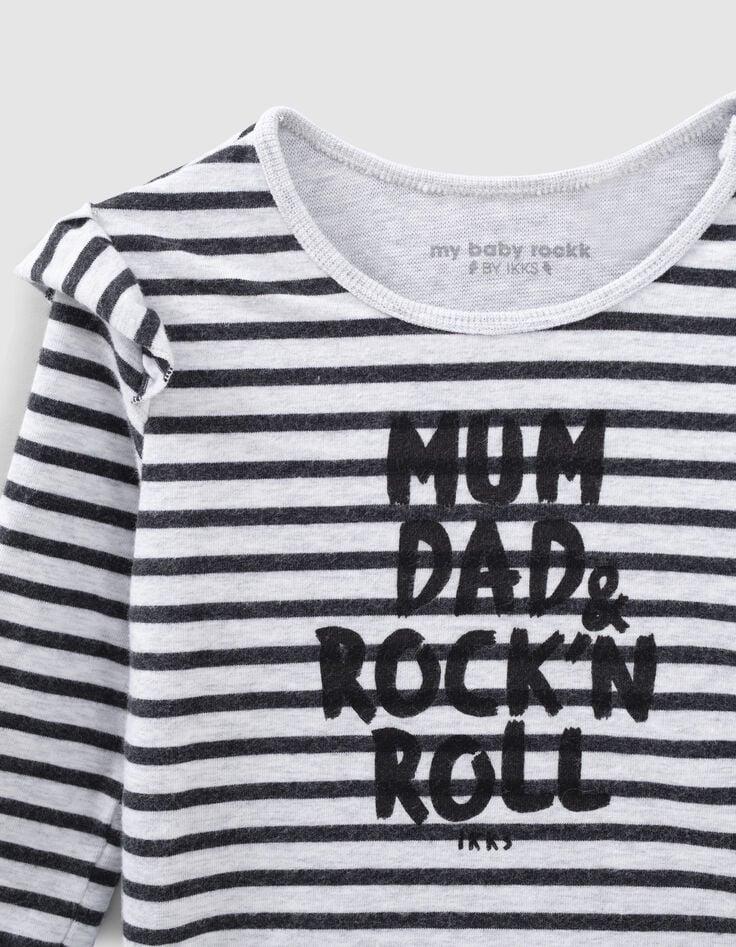 Ikks Body Marinière Mastic Chiné à Volants Coton Bio Bébé