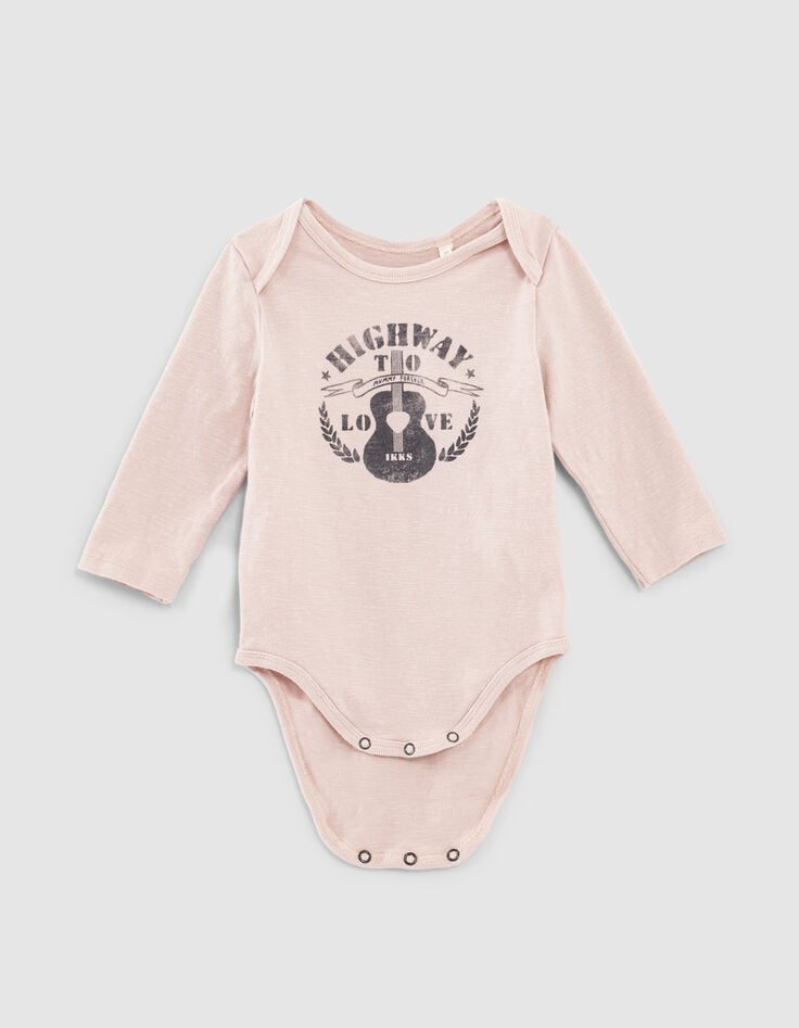 Ikks Body Rose Pâle Visuel Guitare En Coton Bio Bébé