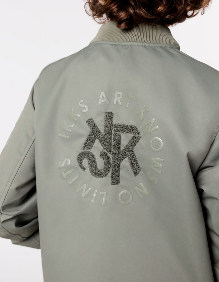 Ikks Bomber Kaki Détails Broderies Devant Dos Garçon