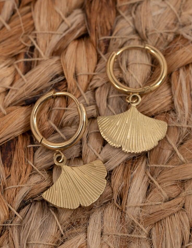 Ikks Boucles D'oreilles Anneaux Et Feuilles Ginko I.Code