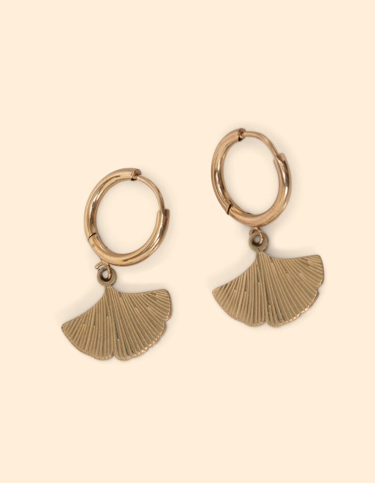 ikks Boucles d'oreilles anneaux et feuilles ginko I.Code