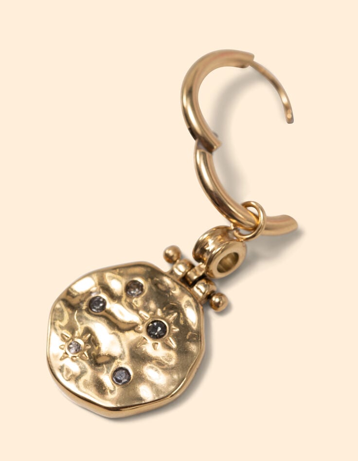 Ikks Boucles D'oreilles Anneaux Médailles Strass I.Code