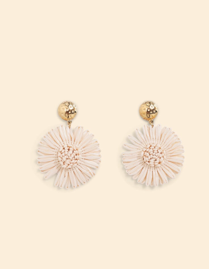 Ikks Boucles D'oreilles écrues Papier Forme Fleurs I.Code