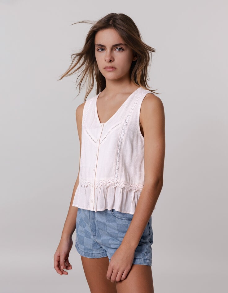 Ikks Caraco écru Détails Dentelle Esprit Bohème Fille