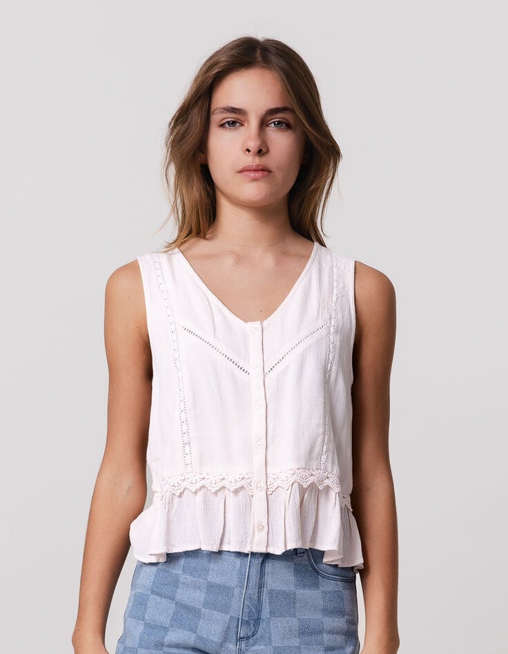 ikks Caraco écru détails dentelle esprit bohème fille