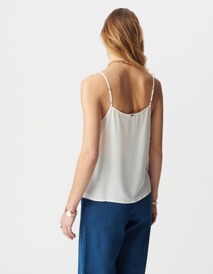 Ikks Caraco En Soie Coloris Blanc Broderie Tête De Mort Femme