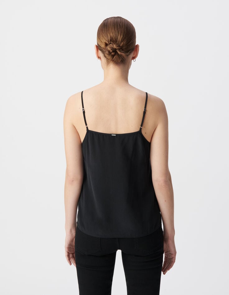 Ikks Caraco En Soie Coloris Noir Broderie Tête De Mort Femme