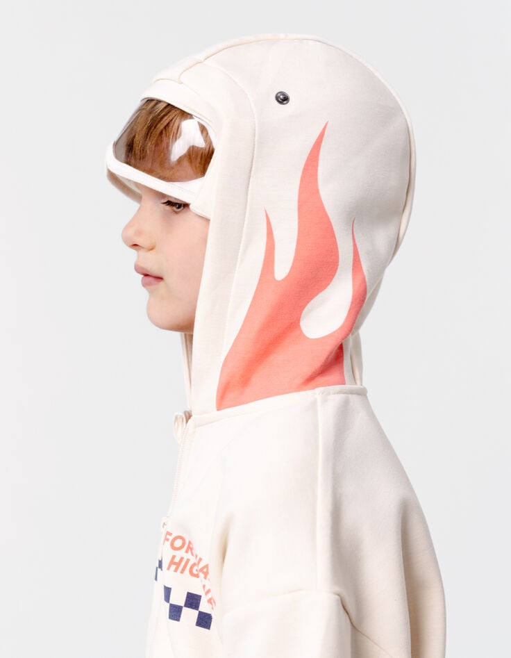 Ikks Cardigan Beige à Capuche-lunettes HOT WHEELS X IKKS Garçon