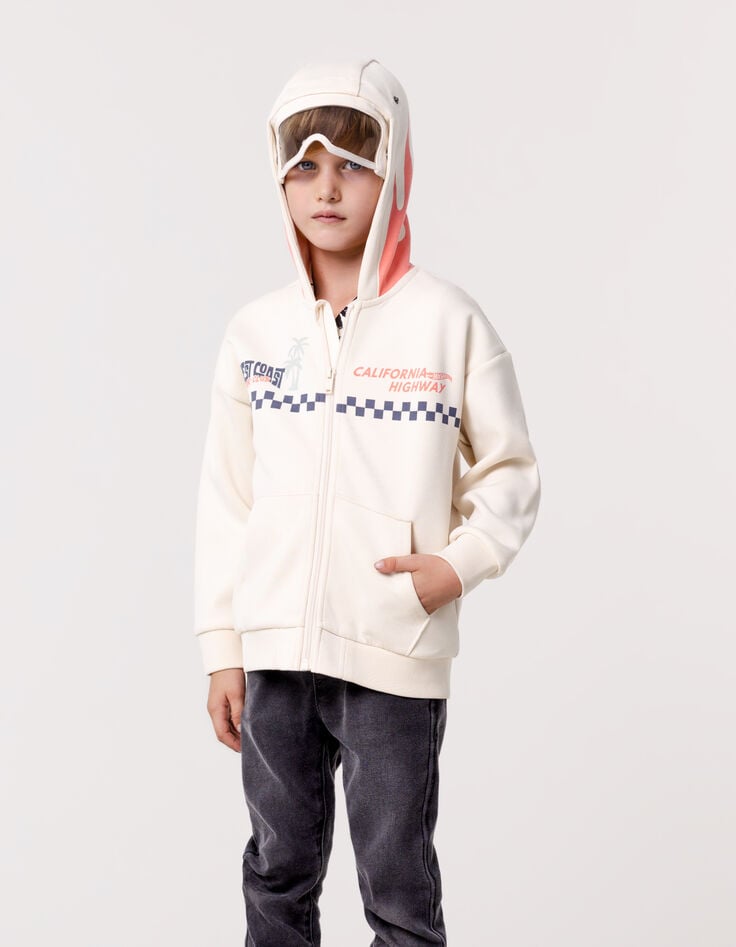 ikks Cardigan beige à capuche-lunettes HOT WHEELS x IKKS garçon