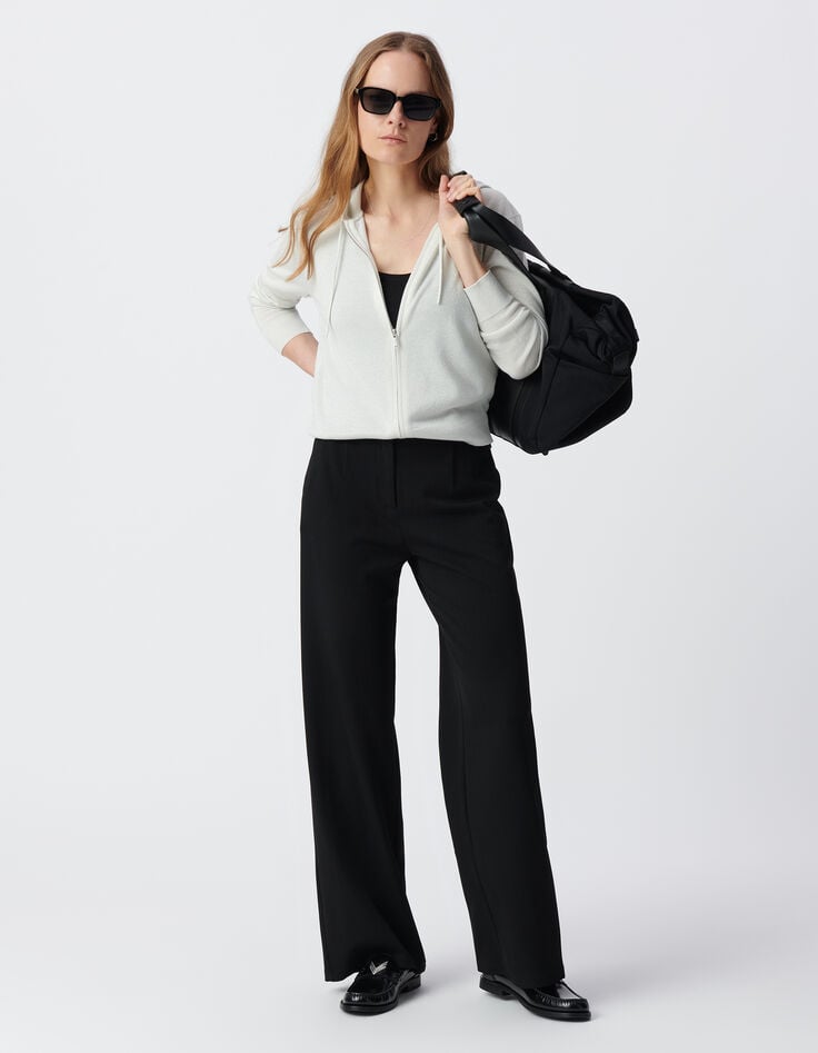 ikks Cardigan blanc tricot pailleté motif chevrons ajouré dos Femme