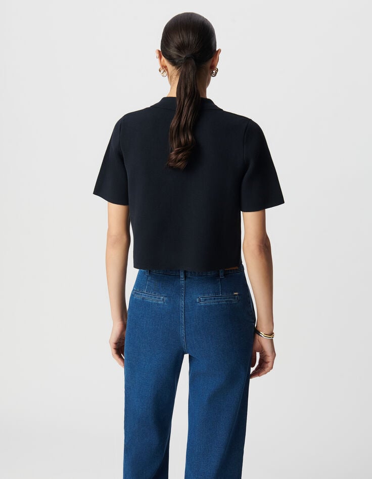 Ikks Cardigan Court Marine Tricot Boutons Gravés Femme