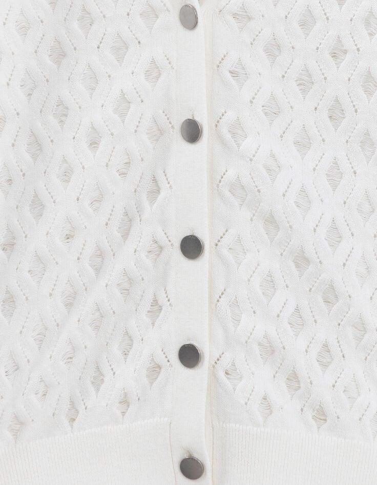 Ikks Cardigan écru Tricot Fin Réversible Devant Dos