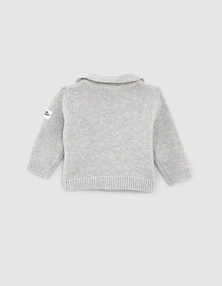 Ikks Cardigan Mastic Chiné Esprit Motard Tricot Coton Bio Bébé