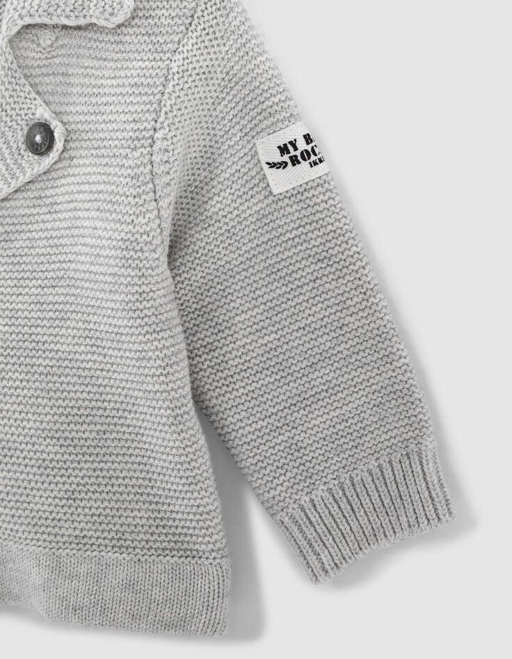 Ikks Cardigan Mastic Chiné Esprit Motard Tricot Coton Bio Bébé