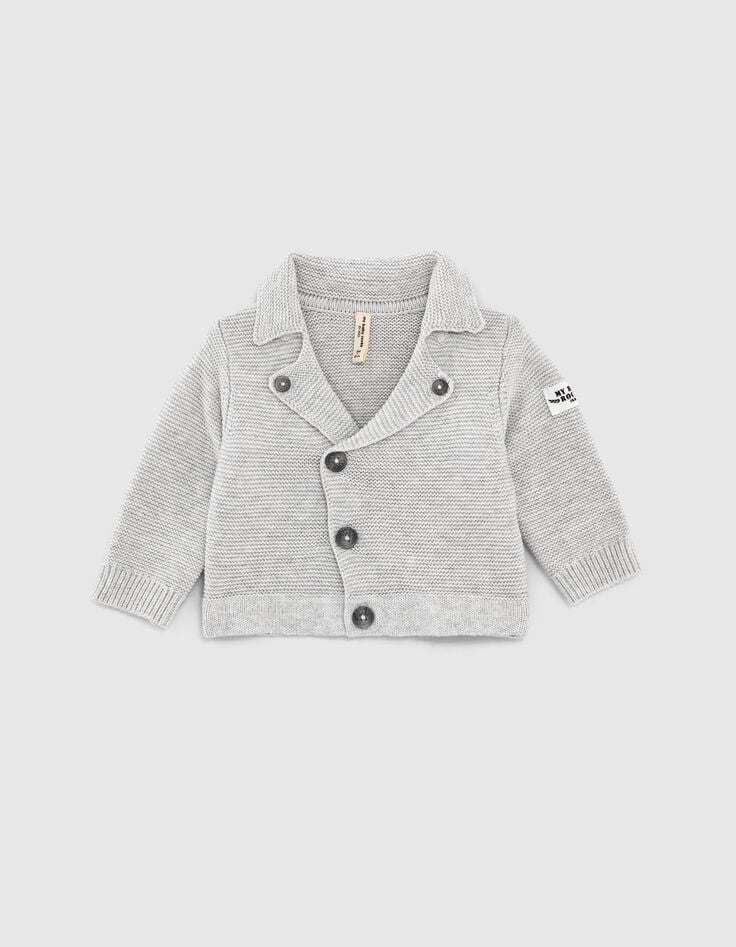 ikks Cardigan mastic chiné esprit motard tricot coton bio bébé
