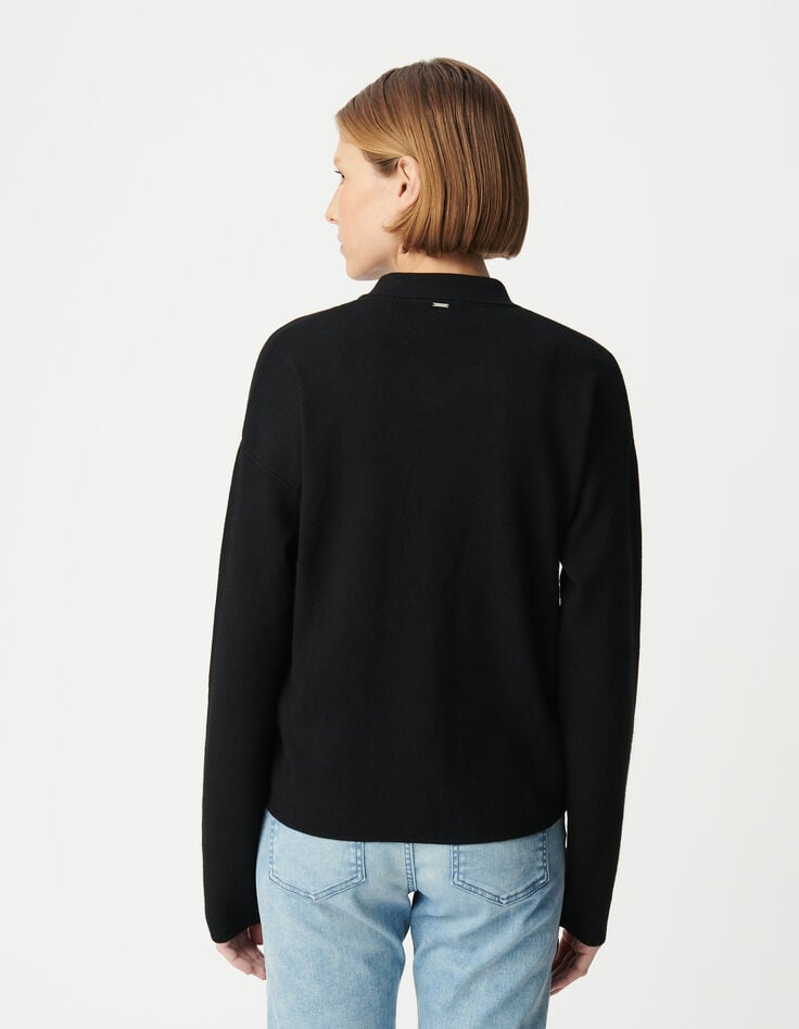 Ikks Cardigan Noir Loose Tricot Boutons Métal Gravé Femme