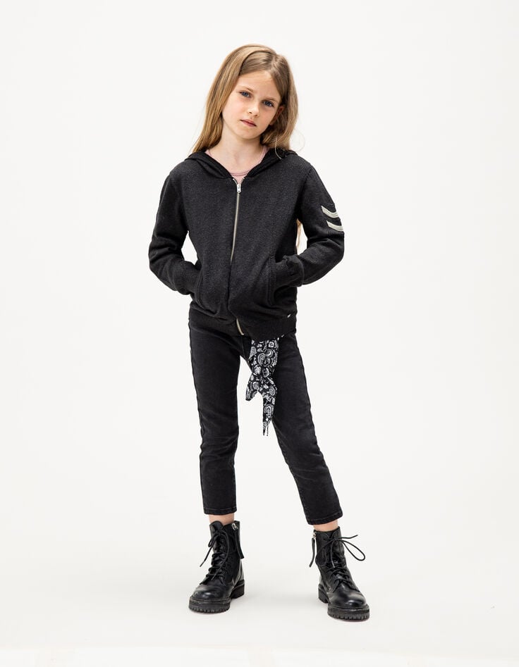 Ikks Cardigan Noir Tricot Lurex à Chevrons-bijou Fille