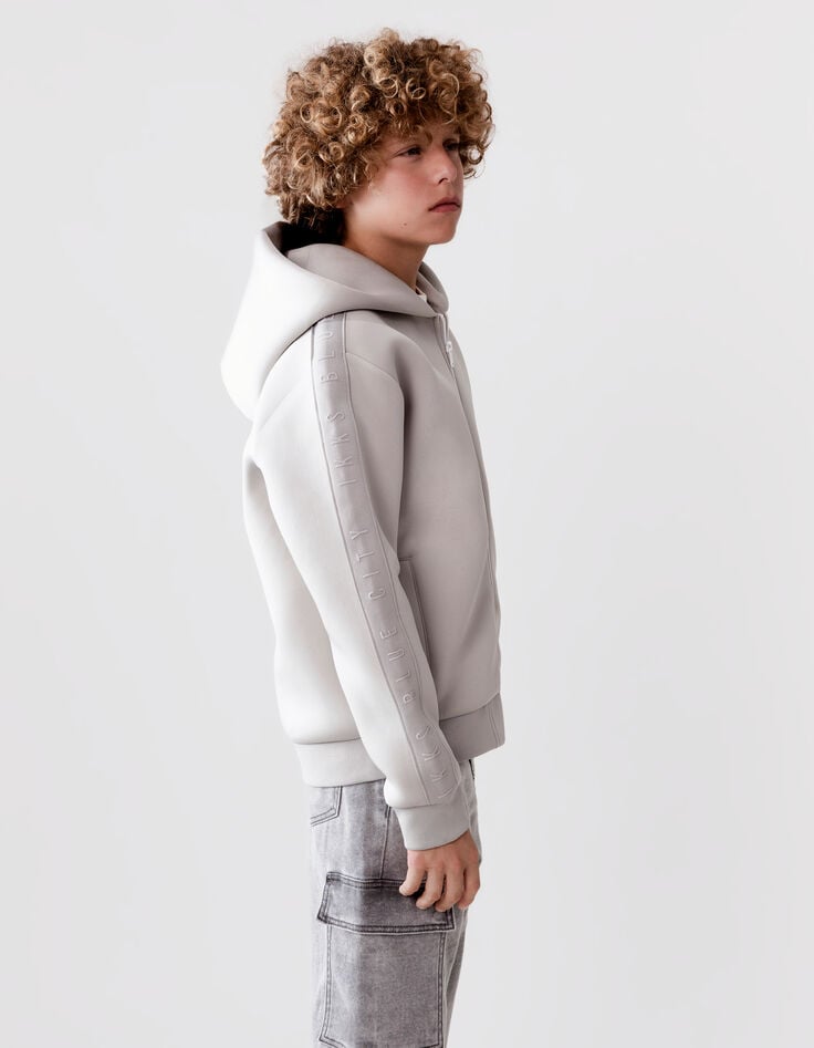 ikks Cardigan relaxed gris zippé molleton néoprène garçon