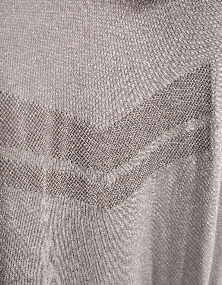 Ikks Cardigan Sésame Tricot Pailleté Motif Chevrons Ajouré Dos Femme