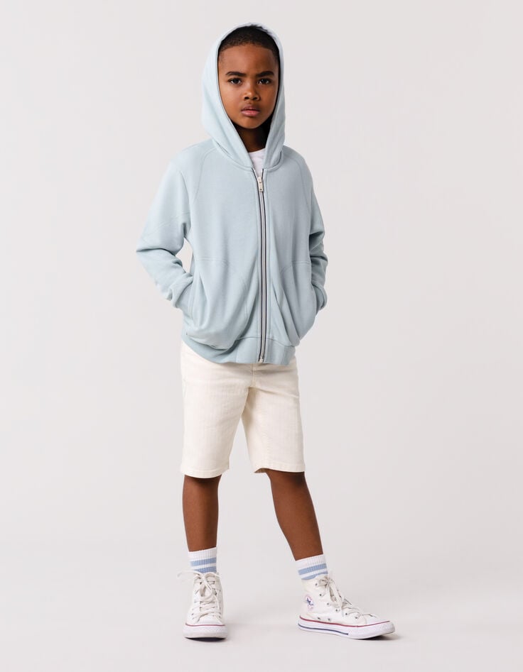 Ikks Cardigan Vert D'eau à Capuche Zip Bicolore Garçon