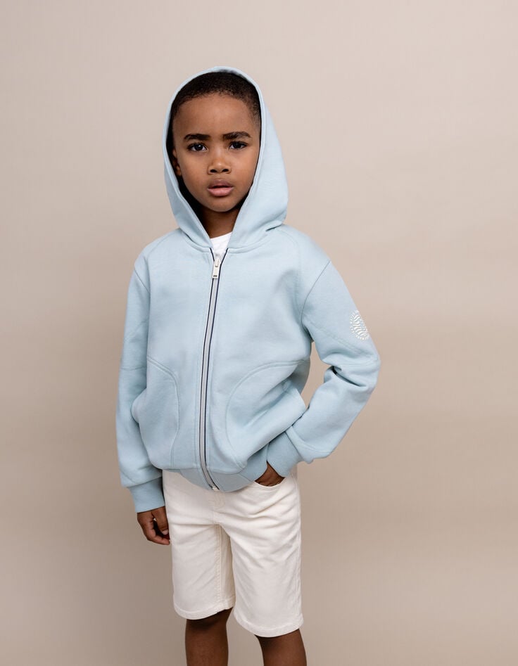Ikks Cardigan Vert D'eau à Capuche Zip Bicolore Garçon