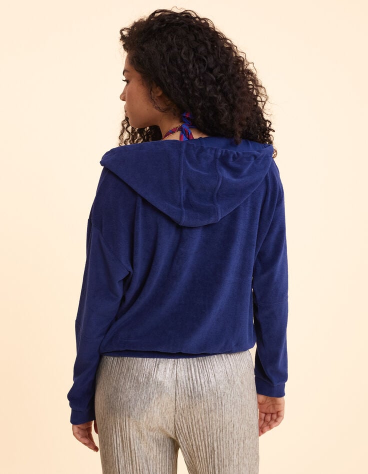 Ikks Cardigan Zippé à Capuche Bleu En éponge I.Code