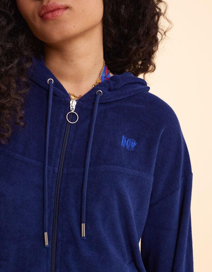 Ikks Cardigan Zippé à Capuche Bleu En éponge I.Code