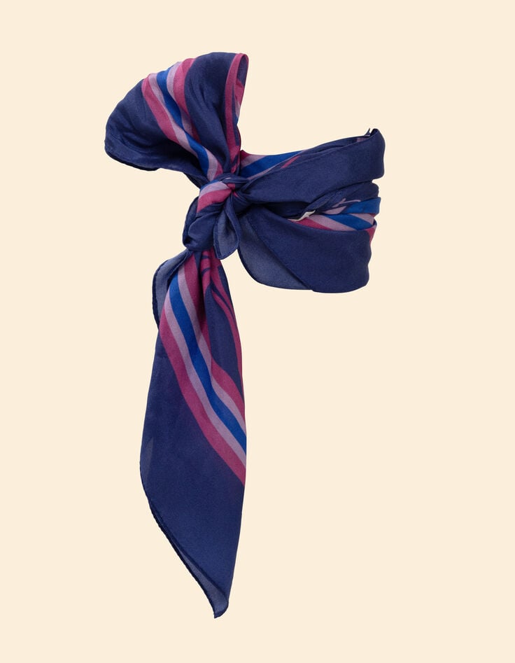 ikks Carré soie indigo coucher de soleil et palmiers I.Code