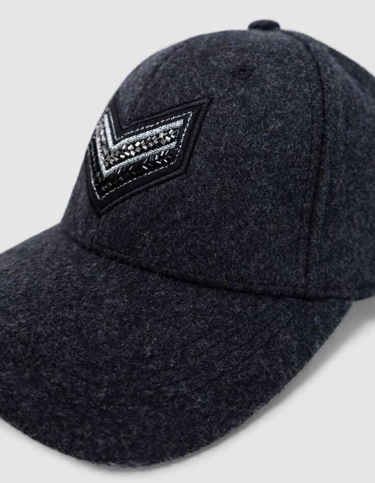 Ikks Casquette Grise Flanelle Chevrons Brodés Femme