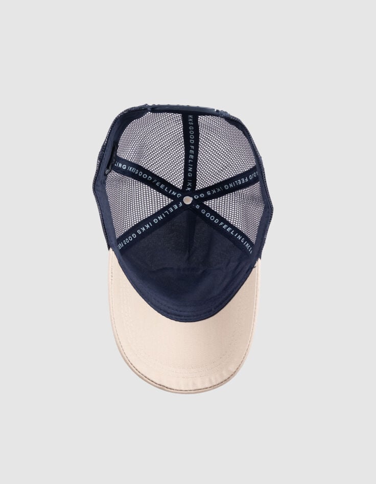 Ikks Casquette Marine Et Blanche Visière Beige Garçon