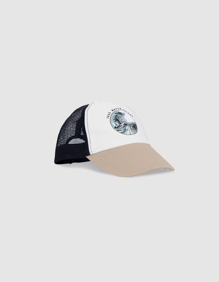 ikks Casquette marine et blanche visière beige garçon