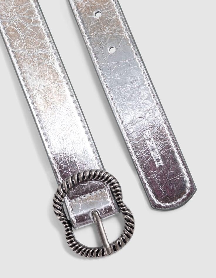 Ikks Ceinture Argentée Métallisée Décor Clous Fille