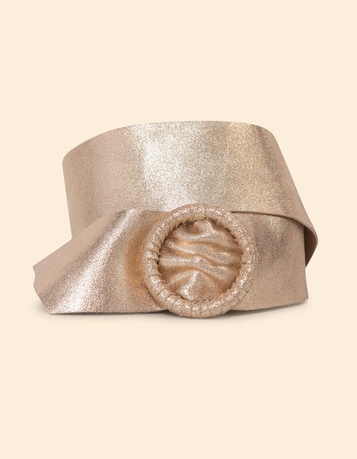 Ikks Ceinture Dorée Cuir Velours Spécial Robe I.Code